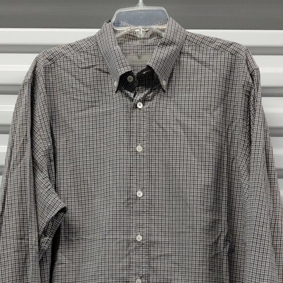 Canali Mens Shirt XXL Check Print Button Front Italy Office Casual Long Sleeve - Picture 5 of 9